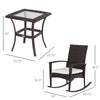 3 Pieces Patio Wicker Rocking Chair Set,  Outdoor PE Rattan Bistro Set Conversation Rocker Set with 2 Chairs 1 Coffee Table for Backyard, Deck, Poolside, Cream White