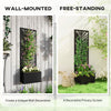 Raised Garden Bed with Outdoor Privacy Screen, Metal Planter Box with Trellis, Wall-Mounted or Freestanding, Black
