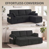Sectional Sofa Bed Reversible Pull Out Sleeper Sofa Storage Ottoman, Black