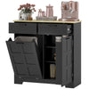 13 Gallon Tilt Out Garbage Cabinet, Kitchen Island with Trash Cabinet, 2 Drawers, Door Racks, Adjustable Shelves