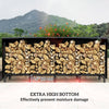8ft Outdoor Firewood Rack with Cover, Adjustable Wood Storage Holder, Indoor Outdoor Log Rack