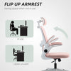 Mesh Office Chair, Ergonomic Desk Chair with Flip-up Armrest, Rotatable Headrest, Adjustable Lumbar Support, Black