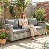 Rattan Wicker Sofa 3-Seater Outdoor Couch with Cushions for Patio Garden Grey