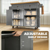 Rolling Kitchen Island with Rubber Wood Top and Storage, Spice Rack, Towel Rack