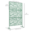 6.5FT Decorative Outdoor Divider, Metal Privacy Screen with Stand, Leaf Style, Light Green