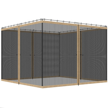 Replacement Mosquito Netting for Gazebo 12' x 12' Black Screen Walls for Canopy with Zippers, Khaki