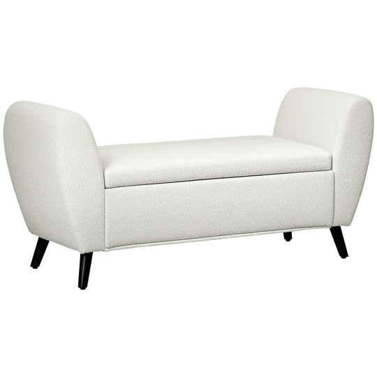 Upholstered Storage Bench with Arms, Modern Ottoman Bench for Bedroom, Entryway, and Living Room
