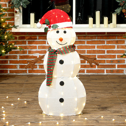 Lighted Christmas Decoration, Outdoor Christmas Snowman with LED Lights, Stakes, Zip Ties, IP44 Waterproof, White