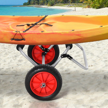 Soozier 198LBS Kayak Cart, Foldable Canoe Dolly, Kayak Carrier Transport Trailer w/ NO-Flat Wheel and Aluminum Frame, Silver