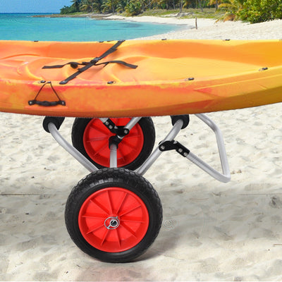 Soozier 198LBS Kayak Cart, Foldable Canoe Dolly, Kayak Carrier Transport Trailer w/ NO-Flat Wheel and Aluminum Frame, Silver