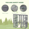 Outdoor Cat Enclosure with 6 Jumping Platforms, Weatherproof Roof, Large Front Door for 1-3 Cats, 59