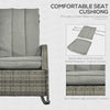 Outdoor Wicker Rocking Chair with Cushion, Patio PE Rattan Recliner Chair with Adjustable Footrest, Armrests, Mixed Grey