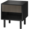 Modern Bedside Table with Drawer and Open Shelf, Sofa Side Table for Bedroom Living Room, Black