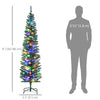 6' Artificial Pencil Christmas Trees Holiday Decoration with Colourful LED Lights, Steel Base, Skinny Shape
