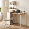 Folding Computer Desk with 4-Tier Bookshelf Space-Saving Home Office Desk, Natural