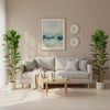 6FT Artificial Fiddle Leaf Fig Tree Set of 2, Fake Potted Tree with Solid Wood Trunks for Indoor Decor, Green