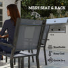 7 Piece Outdoor Dining Set with 6 Stackable Chairs, Rectangle Table, WPC Slatted Top, Rust-Resistant Steel Frame