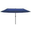 15ft Double-sided Patio Umbrella with Twin Canopy, Extra Large Outdoor Parasol with Crank for Pool, Deck, Market, Blue