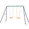 Kids Swing Set Outdoor Metal Swing Frame with Double Swing Seats for 1-2 Children Aged 3-8 Years Old