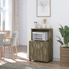 Microwave Cart on Wheels Utility Trolley Storage Sideboard Bookcase with 2-door Cabinet, Grey Wood Grain