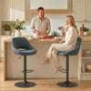Swivel Bar Stools Set of 2, Linen Upholstered Counter Height Barstools with Round Metal Base
