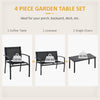 4-Piece Patio Furniture Set with Glass Top Coffee Table, Breathable Mesh Seat & Backrest for Garden, Balcony, Black