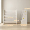 Qaba Fabric Kids Bookshelf, 4-Tier Toddler Sling Book Rack for Playroom, Bedroom, Nursery and Kids Room for Ages 3-6, White