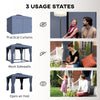 10' x 10' Deck Gazebo with Curtains & Mesh Screen Drapes, Double Roof Canopy Polyester Shade for Backyard Garden, Dark Blue