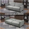 Convertible Bed with Couch, Button Tufted Fabric Sofa Bed with Adjustable Back for Living Room