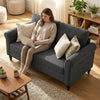 Vintage Loveseat, Upholstered Love Seat Furniture, Chenille-feel Fabric 2 Seater Sofa Couch with Rolled Arms, Gourd-Shaped Rubber Wood Legs for Living Room