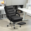 Executive Office Chair with 6-Point Massag, Microfibre Reclining Computer Chair with Footrest, Cream White