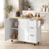Kitchen Island with Drop Leaf, Rolling Kitchen Cart with Power Outlet, Cabinet, 3 Drawers, Spice Rack, Towel Bar