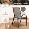 3 Pieces Bistro Set, Small Patio Furniture Set with Stackable Mesh Chairs, Glass Table for Garden, Balcony, Black