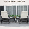 3PCs Gliding Rocking Chair & Bistro Tea Table Set, Cream White