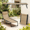 Outdoor Folding Chaise Lounge, Reclining Lounge Chair with Adjustable Backrest and Removable Pillow, Beige