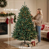 6ft Prelit Christmas Tree, Colorado Blue Spruce, Easy Plug, Hinged Xmas Tree with Warm White & Multi-Colour LEDs