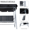 3-Seater Patio Swing, Outdoor Swing Chair, A Frame Porch Swing with Canopy Garden Hammock Glider Bed, Black