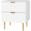 Bedside Table, Modern Nightstand with 2 Drawers, Side End Table with Metal Legs for Living Room, Bedroom