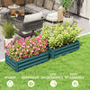 Set of 2 Galvanized Raised Beds for Garden, Outdoor Planter Box for Flowers, Herbs and Vegetables, Green