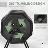 43 Gallon (160L) Tumbling Compost Bin Outdoor Dual Chamber 360° Rotating Composter with Sliding Doors, Solid Steel Frame and Gloves, Black