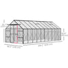 16' x 8' Aluminum Polycarbonate Greenhouse Walk-in Garden Greenhouse Kit with Adjustable Roof Vent, Rain Gutter and Sliding Door for Winter
