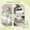 Qaba Kids Makeup Vanity Set with Stool, Mirror, Drawer, Storage Boxes, White