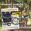2-in-1 Bike Trailer for Kids, Foldable 2-Seat Baby Stroller with 5-Point Harness, Rubber Wheels, Storage Bag