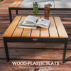 4 Piece L Shaped Garden Furniture Set, 4 Seater Outdoor Corner Garden Set, 2 Loveseats, 2 Coffee Tables, Teak
