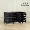 Shoe Cabinet with 3 Slatted Doors, 3-tier Shelving Rack Cabinet with Adjustable Shelves for 15 Pairs of Shoes, Black