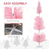 6' Pre Lit Artificial Pencil Christmas Trees, Xmas Tree with Realistic Branches and Warm White LED Lights, Pink