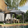 10' x 10' Hardtop Gazebo, Outdoor Gazebo Canopy with UV60+ Polycarbonate Roof, Curtains, Central Hook and Steel Frame for Garden, Lawn, Backyard, Deck