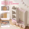 Qaba Kids Clothing Rack, Kids Wardrobe with Glowing Lights Mirror, Non-Woven Drawer and Shelves for Bedroom, Ages 3-8, Pink