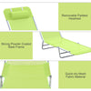 Outdoor Lounge Chair, Portable Adjustable Reclining Seat Folding Chaise Lounge Patio Camping Beach Tanning Chair Bed with Pillow, Light Green