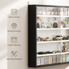 5-Tier Display Cabinet, Shot Glass Display Case, Glass Curio Cabinet with 2 Glass Doors and 4 Adjustable Shelves, Black